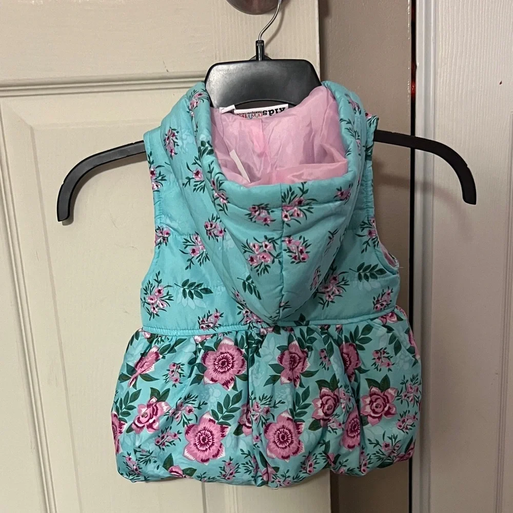 Kids Headquarters Floral Vest - Teal and Pink